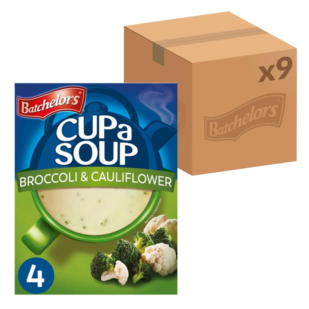 Batchelors Cup a Soup Broccoli & Cauliflower Instant Soup Sachets, 101 g Box (Pack of 9 Boxes - Each Contains 4 Sachets)
