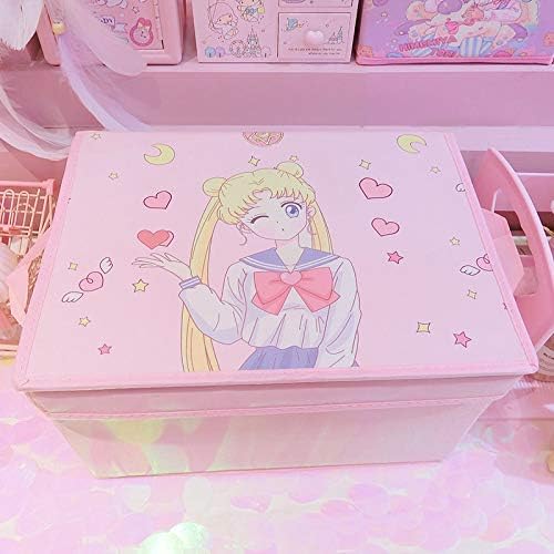 Miniatura 2 de BelugaDesign Moon - Organizador grande de contenedores  Cesta plegable de almacenamiento grande  Rosa Blanco Pastel Sailor Anime Lindo Kawaii Cartón