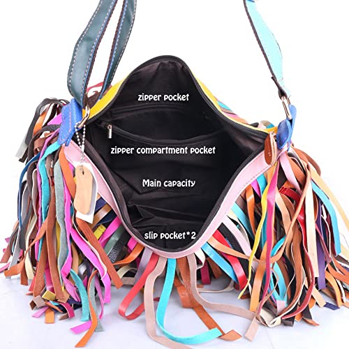 Bolso multicolor de cuero genuino para mujer miniatura 5