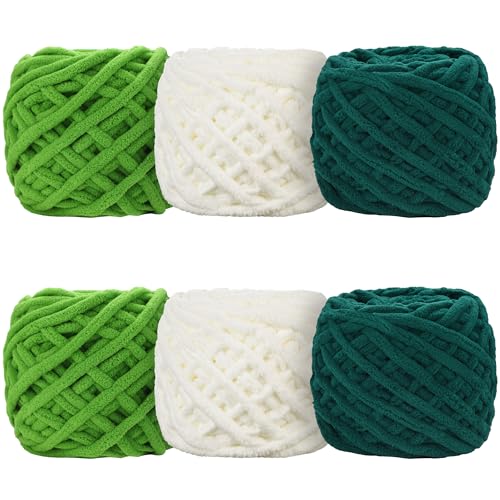 Image of 6 Pack Plush Chenille Chunky Yarn for Crocheting 100g(54.6yd) - Bulky Thick Fluffy Yarn for Knitting- Soft Velvet for Baby, Blanket Knitting Blanket Yarns- Amigurumi Yarns (D)