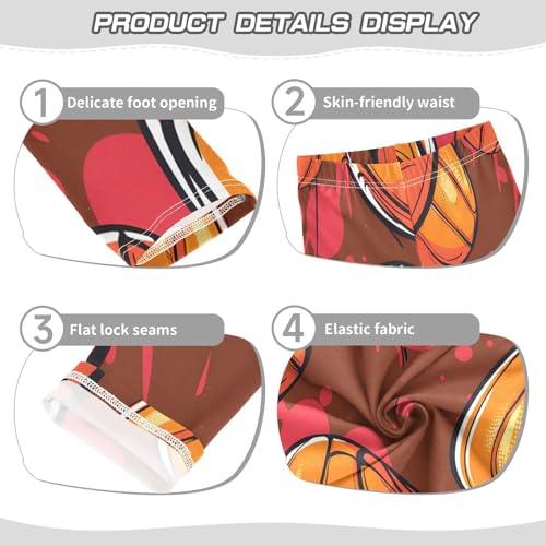 Bolaz Toddler Girls Leggings Printed Yoga Pants Leggings Red Yellow Basketball for Kids3