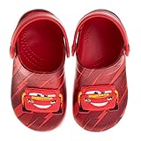 Josmo Kids Cars Clog Sandal Waterproof Slip-On Slides for Boys - Lightning McQueen Closed Toe Clogs with Backstrap - Red (Size 11-12 Little Kid)