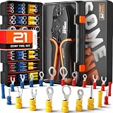 SOMELINE Set di Pinza Crimpatrice Capicorda, 21 Tipi [0,34-6 mm²] Capicorda Elettrici a Crimpare, Faston Connettori, Faston Elettrici, Pinza Capicorda, Pinza per Capicorda, Pinza Elettricista