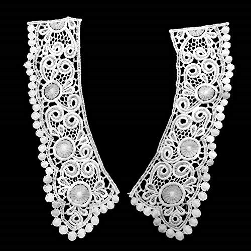 White Black Hollow Out Flower Lace Collar Sewing On Clothes Trim Embroidered Applique Neckline Diy Wedding Dress Accessory (White) #TOP3