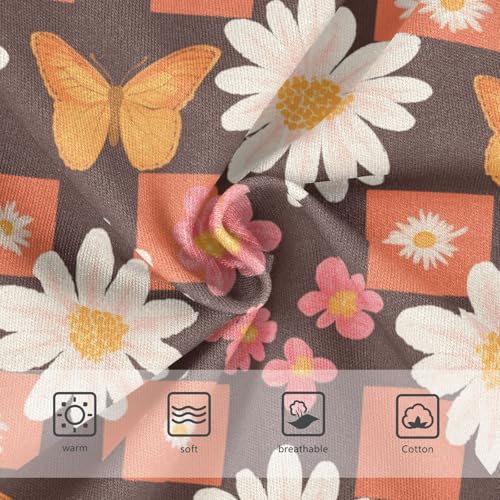 Wusikd Checkered Butterfly Girls' Underwear Cotton Daisies Girls Briefs Soft Toddler Underwear 2T3