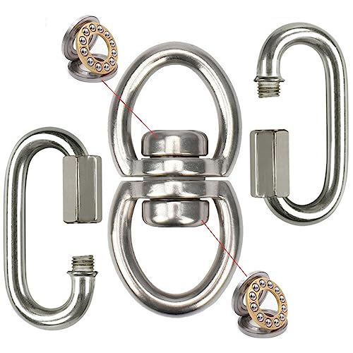WWFFEN Swing Swivel Hanger Breaking Strength 360° Rotator for Tree Swing, Hammock Chair, Climbing Rope, Yoga, Kids Swing Swivel 1500LB Capacity