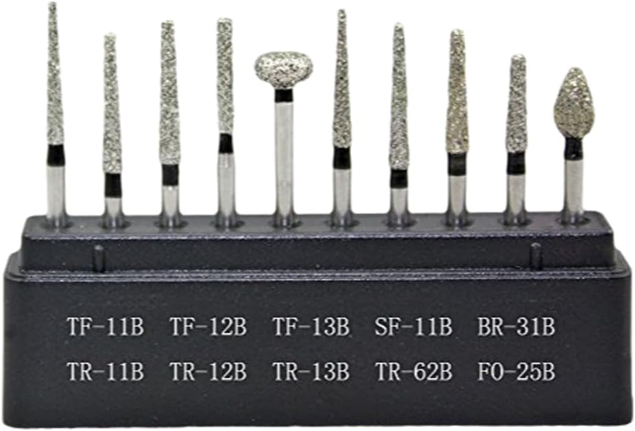 10pcs Diamond Burs FG Diamond Burs, 120 Grit, Medium, Compatible with Angle Grinder, Die Grinder, Flex Shaft Machine