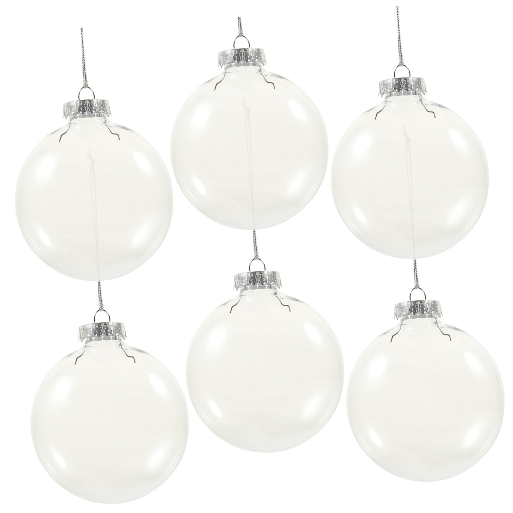 Gatuida 6 Pièces Boules de Noël Transparentes à Remplir Décorations Suspendues DIY Boules Creuses Larges pour Sapin de Noël Intérieur et Fête