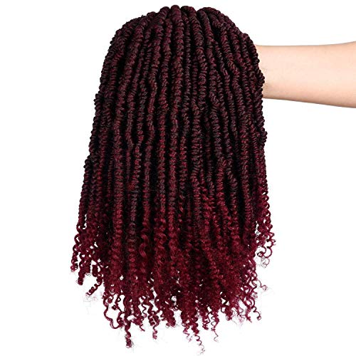 2 Packs Pre-Twisted Spring Twists Synthetic Crochet Hair Extensions 12 inch 24 strands/pack Ombre Crochet Possion Twist Braids Fiber Fluffy Curly Twist Braiding Hair Bulk (T1B/BUG#)