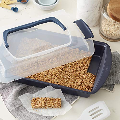 Wilton Non-Stick Diamond-Infused Navy Blue Oblong Pan with Cover, 9 x 13-inch