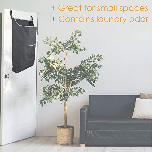 Houseables Hanging Hamper, Over Door Laundry Bag, Dirty Clothes Basket, 1 Pack, Grey, Fabric, Wall Mount, Foldable, Cloth Bin With Hooks, Space Saving For Bathroom, Storage, College, Closet #TOP6