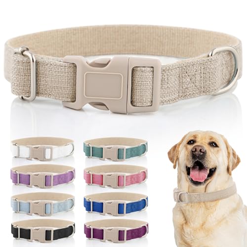 Dog-Collar--Heavy-Duty-Dog-Collar-for-Small-Dogs-Medium-and-Large--Eco-Friendly-Natural-Fabric--Durable-and-Skin-Friendly--Soft-Dog-Collar-for-All-Breeds-Small-Khaki