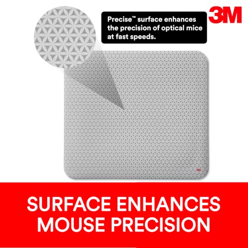 Image of 3M Precise Mouse Pad Enhances the Precision of Optical Mice at Fast Speeds, Easy to Clean, Stays in Place, 9 in x 8 in (MP114-BSD1)