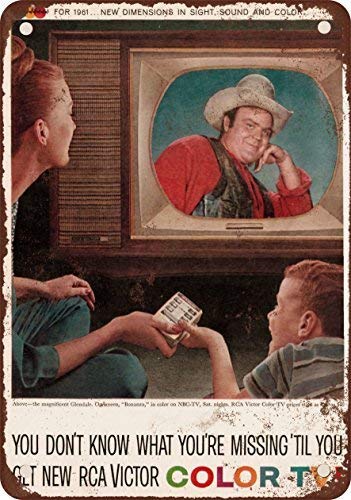 1960 RCA Victor Color Television Bonanza Vintage Look Reproduction Metal