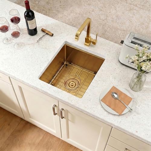 Image of Gold Bar Sink, 15 inch x 15 inch Stainless Steel T304 Undermount Sink
