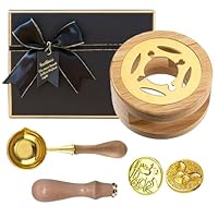 Siegelwachs Set, Wachssiegelwärmer Schmelzset, Wachssiegelwärmer Set, Wachssiegelwärmer Wachsheiztopf mit Schmelzlöffel, Wachs Siegel Perlen Set für Basteln Von Briefmarken, Inklusive Geschenkpackung