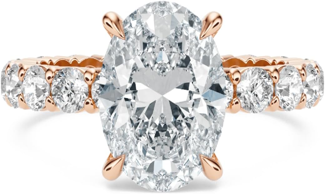 10 CT Oval Cut Wedding Ring Solitaire Split Shank Moissanite Anniversary Ring for Women Promise Ring for Her 925 Silver/10K/14K/18K Gold