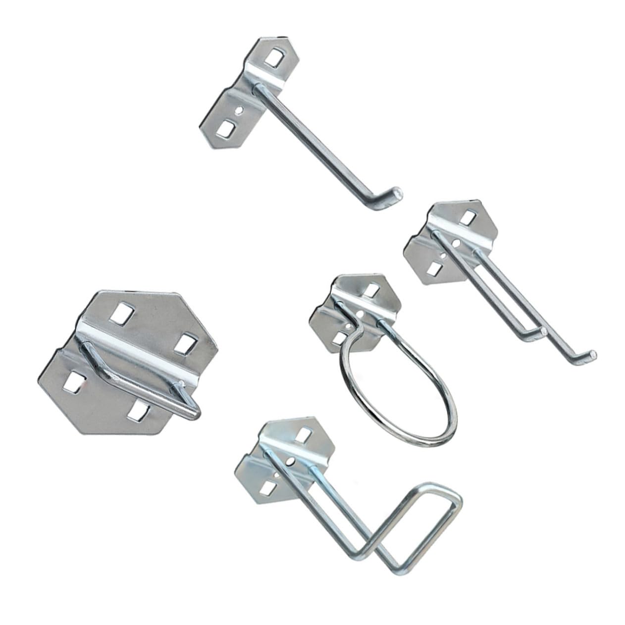 STOBAZA 3 Set Ganci per Pannelli Forati in Ferro Zincato Porta Attrezzi da Parete per Organizzazione Garage e Officina Ganci Curvi e Filo Resistenti per Utensili Cavi e Materiali di