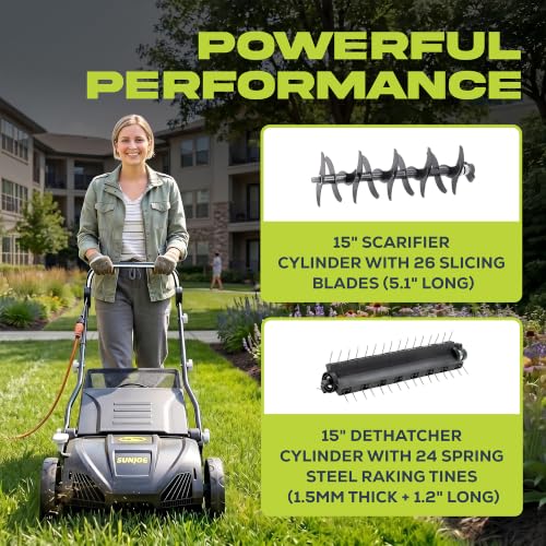 Image of Sun Joe 15-Inch Lawn Dethatcher with Scarifier Blade Reel, AJ805E