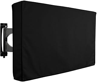 Capa de TV para ambientes externos, protetor universal à prova de intempéries para TVs de tela plana, serve na maioria dos suportes e suportes de TV, preto