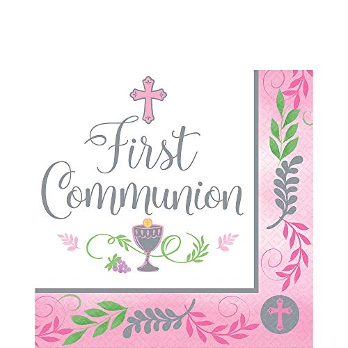 Amscan Communion Day Girl Paper Party Napkins - 6 1/2