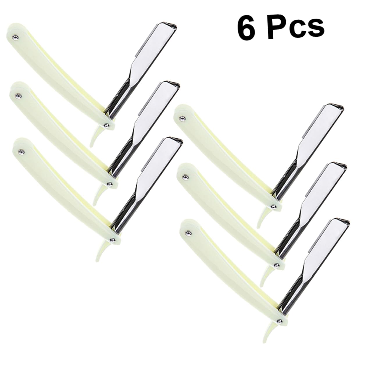 6pcs Vintage Manual Razor for Men Barber Blade Beard Shaver Eyebrow Trimmer White Handle Safe for Skin