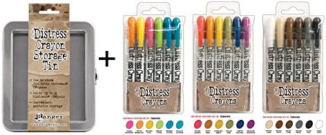 SPECIAL BUNDLE Includes: Ranger Tim Holtz 18 Distress Crayons: Sets #1, #2, #3 PLUS Tim Holtz Distress Crayons TIN (TDBK47902+TDBK47919+TDBK47926+THTDA56485)