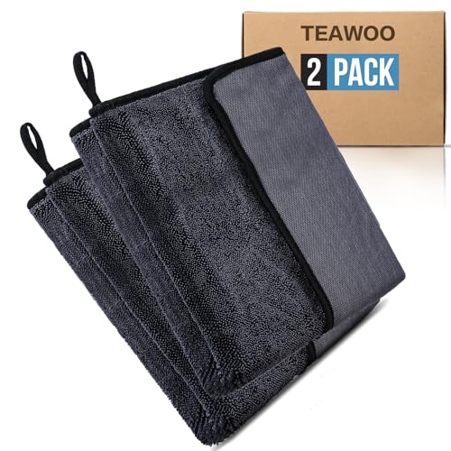 TEAWOO Shiny Wipes Shower Cleaning Cloth Ultra Absorbent Car Drying Towel 2 Pack 16 x 24 inch Microfiber Cleaning Cloth for Car Bath & Househood