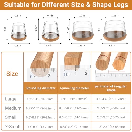 yomanta Chair Leg Floor Protectors 24PCS,Silicone Felt Furniture Leg Cover,Furniture Feet Protectors Pads,Protect Floors from Scratches,Reduce Noise -Round - Image 2