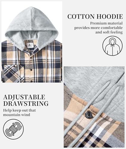 5 Pack Men's Flannel Shirt Plaid Hoodie Fall Casual Button Down Shirt Jackets Long Sleeve Stylish Hooded with Pocket3