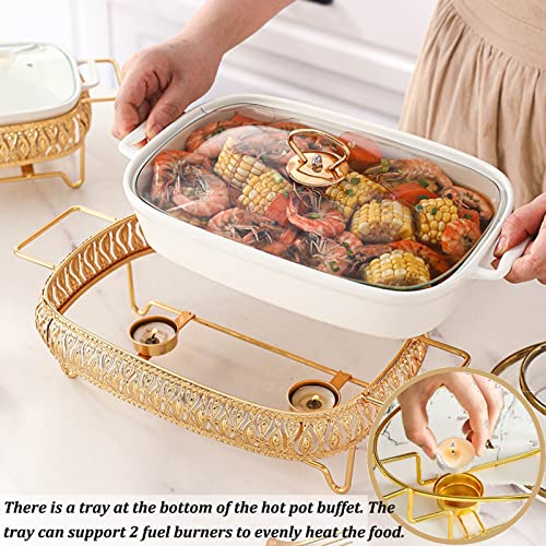 Chafing Dish-Buffet-Set Aus Keramik, Chafers Und Buffetwärmer In Voller Größe Mit Glasdeckel, Rechteckiges Unterglasur-Wärmetablett Für Hochzeiten, Partys (M) – Bild 5