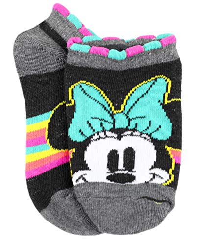 Disney Girl's Minnie Mouse 5 Pack No Show Socks, Small, White/Teal3