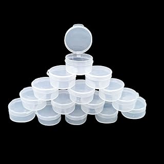 Zfyoung 50 pcs plastic cosmetic jar 5g/5ml clear case with snap lids portable,Travel Storage Cosmetic Samples Beauty Products Mini Containers with Lids, Airtight Cosmetic Containers with Lids,Holds lotions, creams, beads, rhinestones.