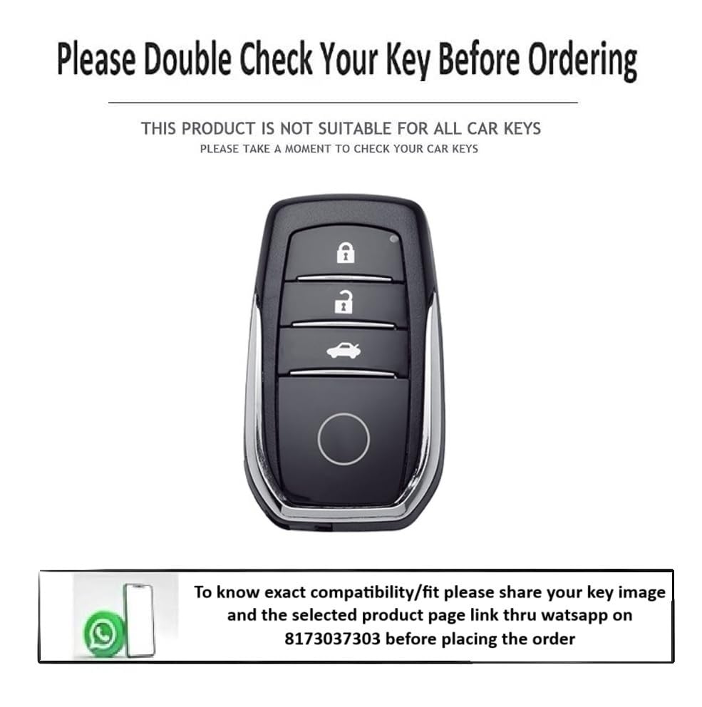 Image of JVCV Soft TPU Key Cover Compatible with Toyota Fortuner Camry Hilux Innova Crysta Fortuner Legender Innova HyCross Land Cruiser 3 Button Smart Key (2 Pack - 3B Matte Black)