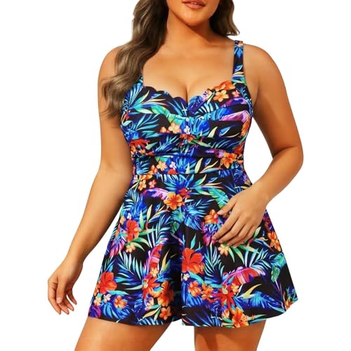 Tankini Push Up Grande Taille avec Short Ajustable et Effet Gainant