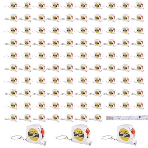 100 pcs Mini Cinta Métrica Retráctil con Llavero 3ft miniatura 1