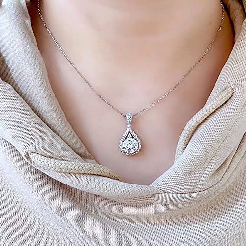 14K Gold Plated Heart Diamond Necklace Sparkle Solitaire Pendant Halo Necklace for Women Classic Luxury Love Clavicle Neckband Valentine's Day Gift3