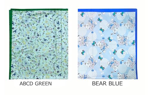 Image of EcoSoft Plastic Sheet,PVC Sheet for Kids,Rubber Sheet for Babies,Bed Wetting Protector(90 x 135 cm) (Blue Bear & ABCD Green)