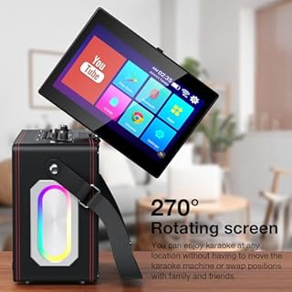 Karaoke Machine for Adults, Built-in 14 Inch Tablet with Lyrics Display, Portable Bluetooth Karaoke Speaker with 2 Wireless Microphones,800W Speaker, Connects to TV for Home Outdoor Party (Large)