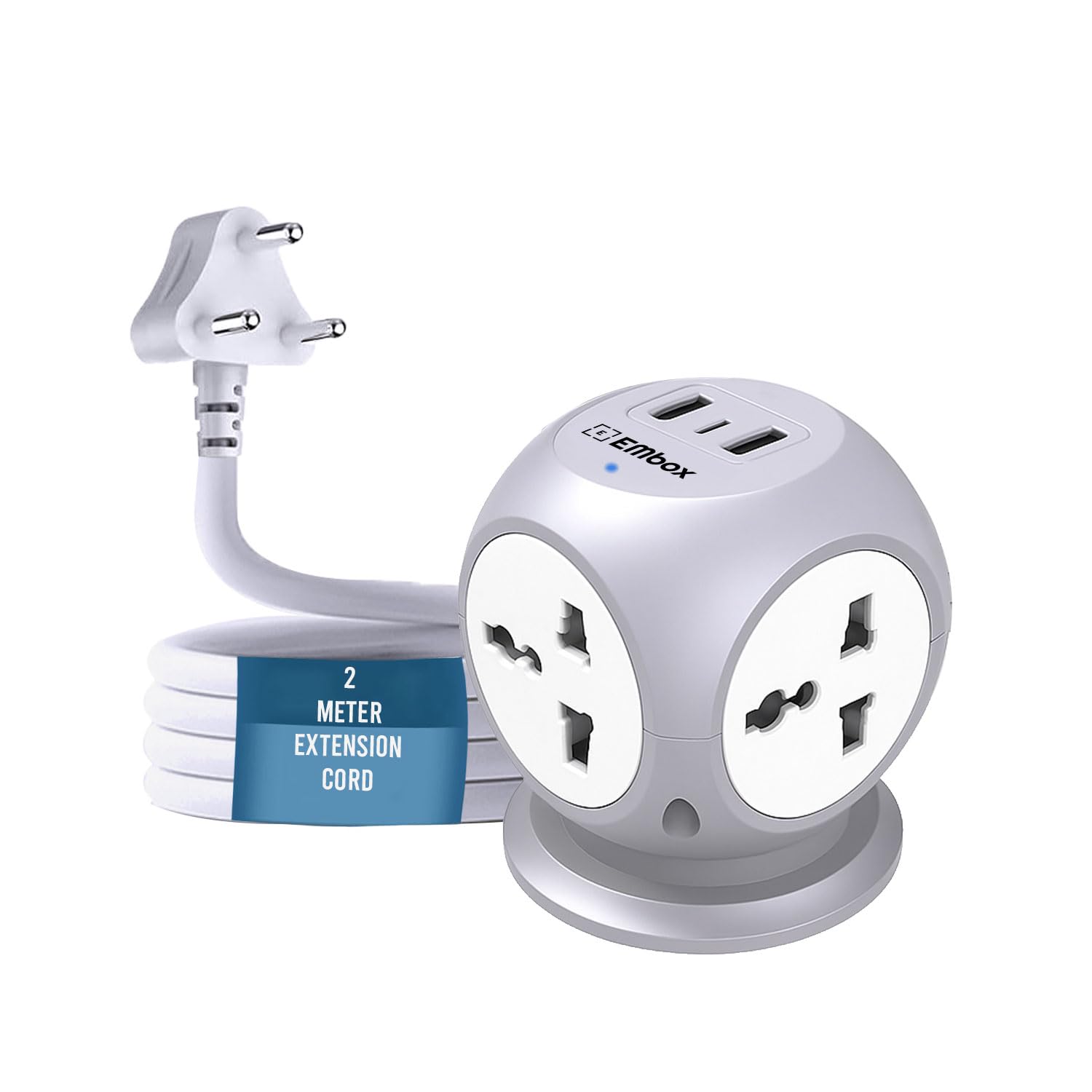 EMBOX Multi Plug Adapter | 6 amp Universal Sockets and LED Indicator Safety Shutter | 3 Pin Plug Socket Extension, Charging Mobile, Laptop, TV Grey — Amazon image 10