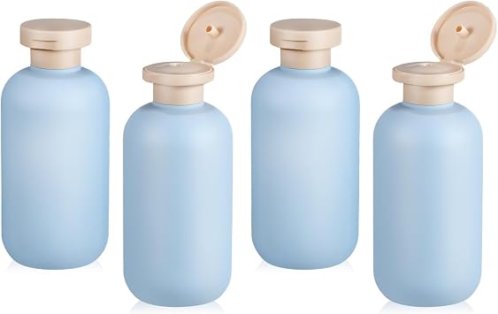Healeved Travel Bottles 4-Pack 6.7Oz Refillable Silicone Squeeze Containers for Shampoo Conditioner Lotion Leak-Proof Flip Caps Ideal for Travel Camping Business