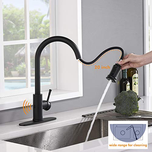 Amazing Force Touchless Kitchen Faucet With 3 Modes Pull Down Sprayer, Single Handle Automatic Motion Sensor Kitchen Sink Faucet With Fingerprints Resistant, Matte Black 1.8 Gpm #TOP2