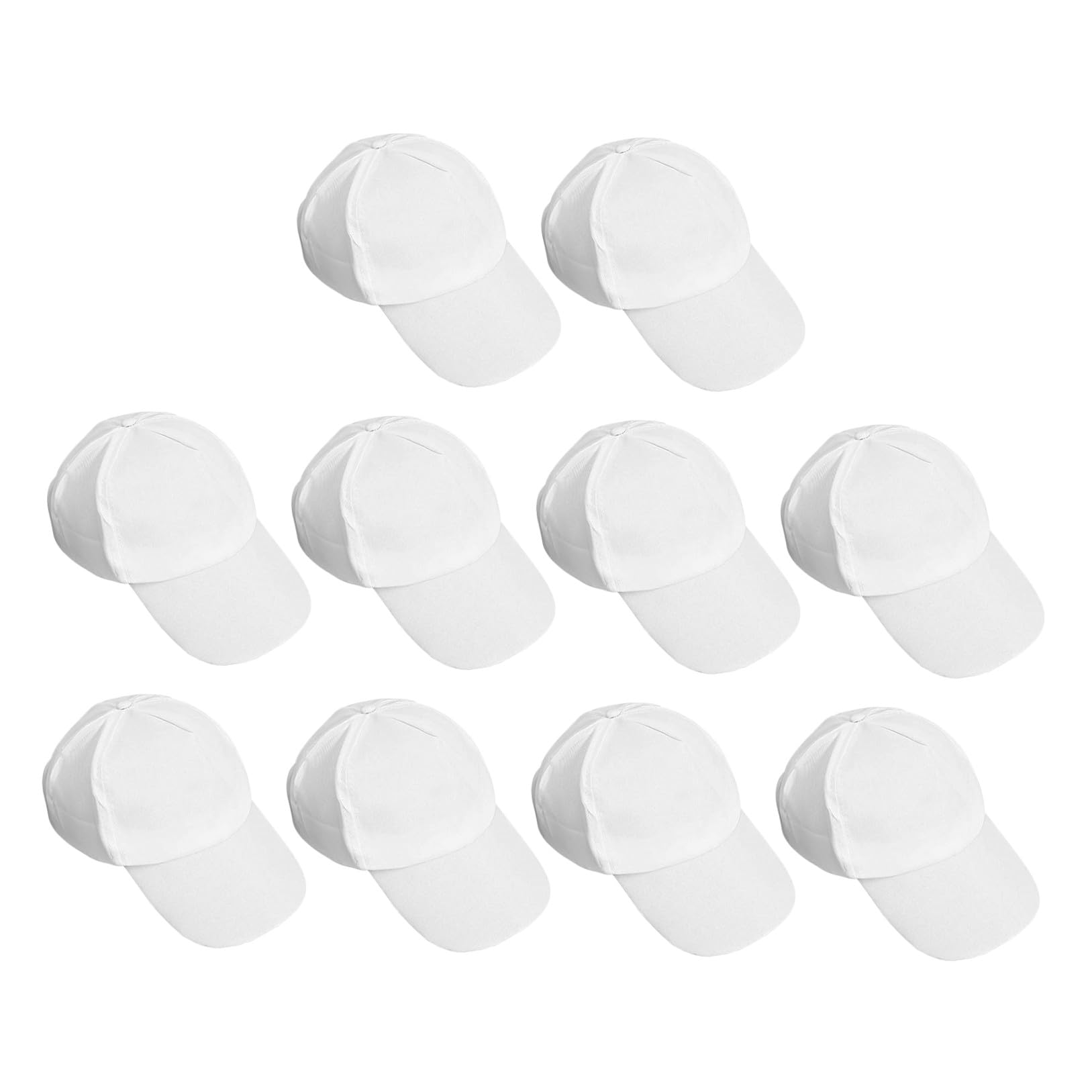 TOYANDONA Sombrero para Niños de Algodón Blanco, 10 Piezas, Visera Ligera y Resistente, Adecuado para Pintar y Actividades Creativas