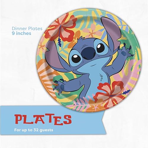 Stitch Plates and Napkins for 32 Guests | Lilo and Stitch Birthday Party Decorations | Officially Licensed
