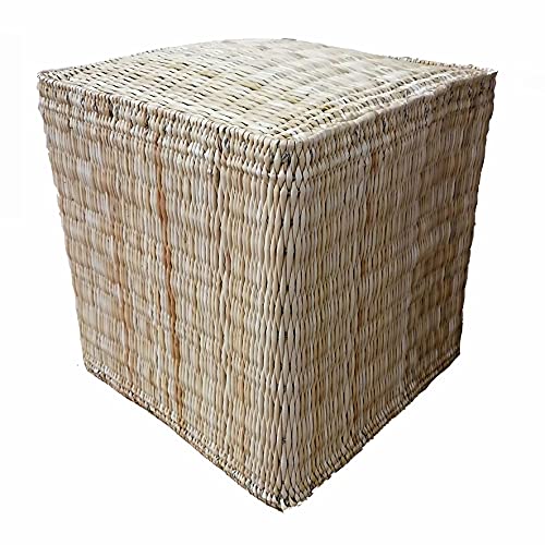 Generico Pouf Poggiapiedi Etnico Marocchino in Vimini Intrecciato - Eleganza Artigianale per Interni ed Esterni 2405231000