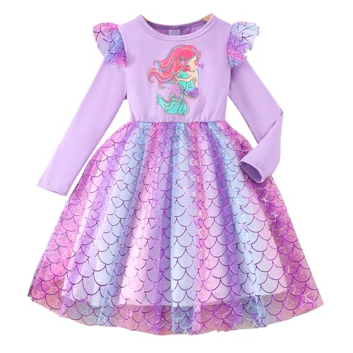 LUVCES Vestido de Princesa para Niñas Casual Volantes Manga Llarga Tutú Vestido Ropa para...