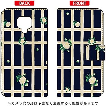 Second Skin Flip Smartphone Case Sindee Flower Grid Navy / for MEDIAS U N-02E / docomo DNC02E-IJTC-401-LIZ4