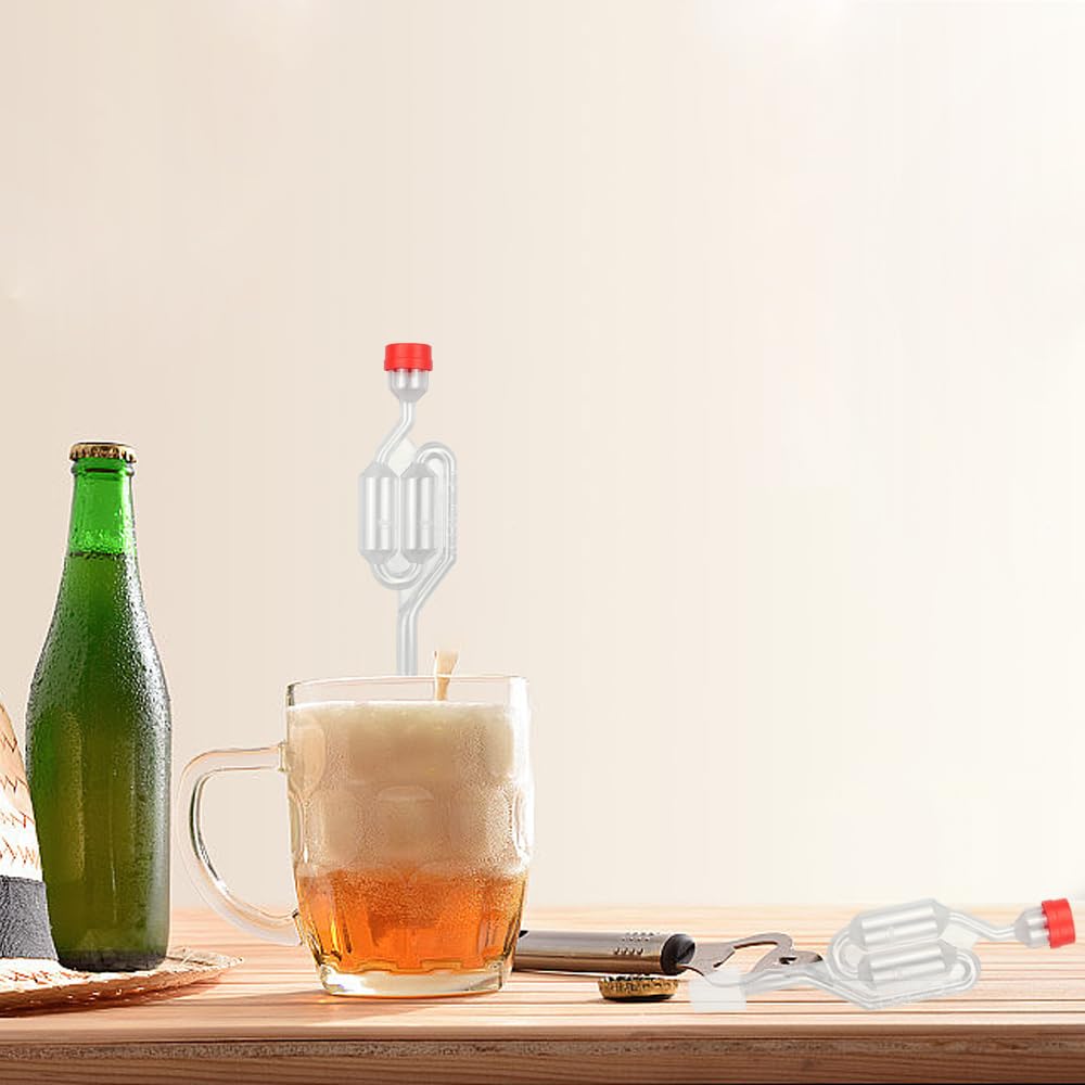 Mocrop 4 Stück Gärröhrchen Gärset, Gärspund Gummistopfen Mit Deckel ärspund mit 4 Gummistopfen Verschlusskappe für Reine Saftgärung, Brauen von Bier,Wein, Kimchi