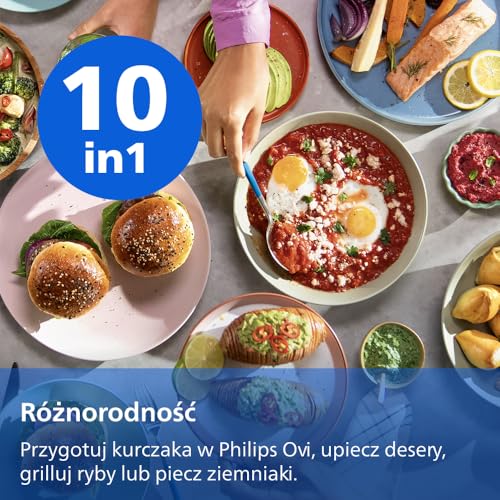 Philips Dual Basket Airfryer z serii 1000 - pojemność 7,1L, technologia RapidAir, 10 sposobów gotowania, 90% mniej tłuszczu, kompaktowa konstrukcja, aplikacja HomeID Recipe App (NA154/00)