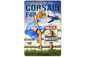 Corsair F4U Pin Up Girl Metal Decorative Retro Wall Sign